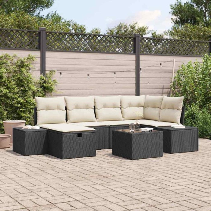 vidaXL Set de canapele pentru grădină 7 pcs Negru 55 x 62 x 69 cm 3360718