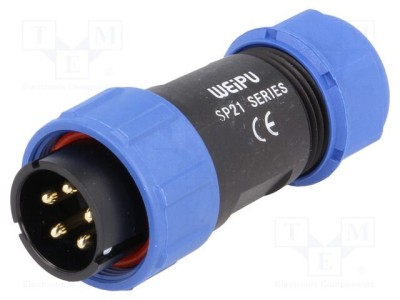Mufă SP21 tată WEIPU PIN: 5 IP68 7-12mm 30A lipire pe cablu 500V foto