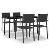 Set de servit masa pentru gradina, 5 piese, negru