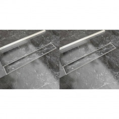 vidaXL Rigolă liniară de duș 2 buc., 730 x 140 mm, oțel inoxidabil