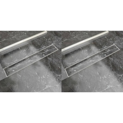 vidaXL Rigolă liniară de duș 2 buc., 730 x 140 mm, oțel inoxidabil foto