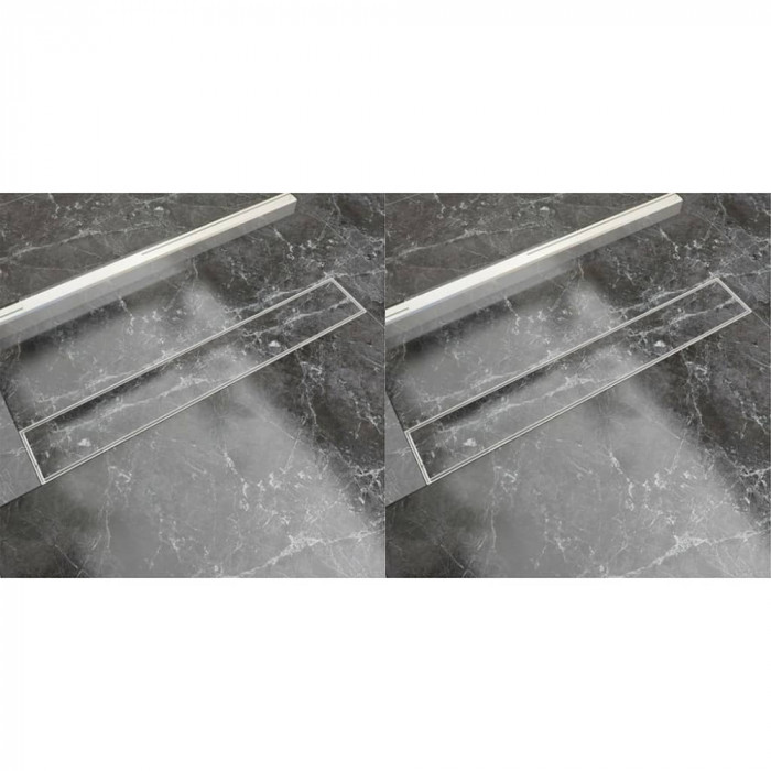 vidaXL Rigolă liniară de duș 2 buc., 730 x 140 mm, oțel inoxidabil