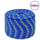 VidaXL Fr&acirc;nghie de barcă, albastru, 14 mm, 100 m, polipropilenă