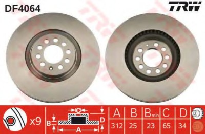 Disc frana AUDI TT Roadster (8N9) (1999 - 2006) TRW DF4064 foto