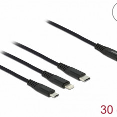 Cablu de incarcare USB 3 in 1 USB-C la Lightning / Micro USB / USB-C T-T 0.3m, Delock 87148