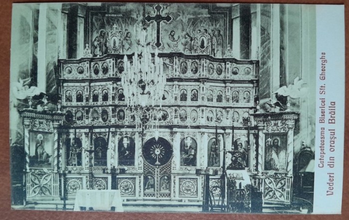 Carte postala, Braila, Catapeteasma Bisericii Sft. Gheorghe, 1928