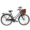 Bicicleta oras DHS Citadinne 2812, 28 inch, cadru otel, negru, viteza 1, frane V-brake + torpedo, cos, portbagaj