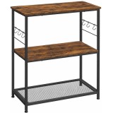 Raft bucatarie multifunctional VASAGLE 3 polite 6 carlige maro rustic industrial 80x40x90 cm
