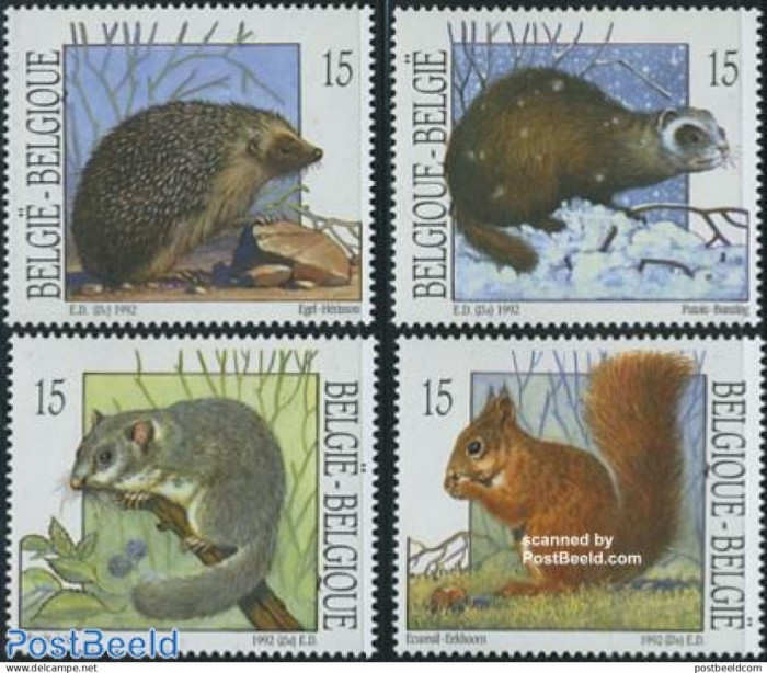 BELGIA-1992-PASARI Serie completa de 4 timbre