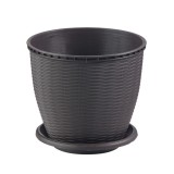 Ghiveci din plastic, Critex, cu farfurie, maro, D 17.5 cm