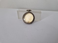 Carcasa de Ceas de Buzunar de Dame Open Face din Argint -cu Motive Florale la Capacul din Spate