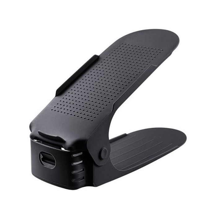 Suport antiderapant si ajustabil pentru depozitare o pereche de incaltaminte, PP, 6x25.5x11/17 cm, Negru