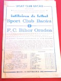 Program meci fotbal SC BACAU - FC BIHOR ORADEA (30.09.1984)