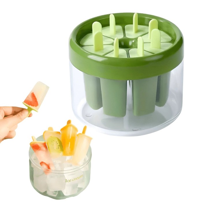Formă pentru &Icirc;nghețată Koken, Matrita cu 8 compartimente din Plastic Ecologic, Verde, 11x13 cm