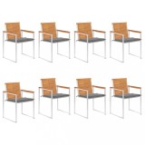 Cumpara ieftin Scaune de gradina cu perne, 8 buc., lemn masiv de acacia