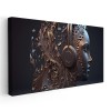 Tablou 3D fantezie femeie cu casti, ornament floral, maro 1738 Tablou canvas pe panza CU RAMA 70x140 cm