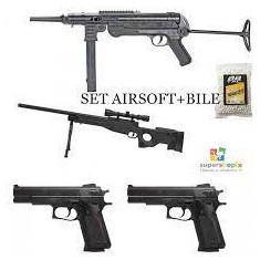 SET AIRSOFT COMPUS DIN PUSCA AWP L96,SNIPER,2 PISTOALE+1000 BILE.NOI.