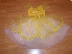 costum carnaval serbare rochie dans floarea soarelui margareta copii 4-5-6 ani foto