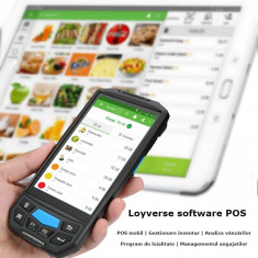 Android POS Loyverse touchscreen, functie cititor coduri bare 2D, slot SIM, foto 8MP foto