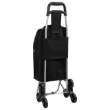vidaXL Carucior de cumpărături cu sistem de urcare scări, negru, 38 L