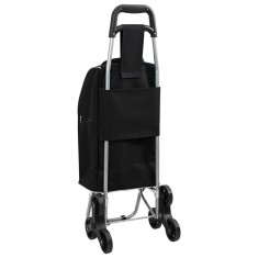 vidaXL Carucior de cumpărături cu sistem de urcare scări, negru, 38 L
