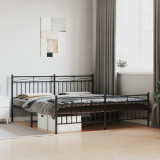 Cadru pat metalic cu tablii de cap/picioare, negru, 183x213 cm GartenMobel Dekor, vidaXL