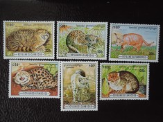 Cambodgia-Fauna,pisici-serie completa-nestampilate foto