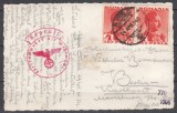 ROMANIA 1935 LP 112 CAROL II UZUALE 4 LEI PERECHE/CARTE POSTALA ARAD BULEVARDUL REGINA MARIA CIRCULATA ARAD-BERLIN 1940 STAMPILA CENZURA