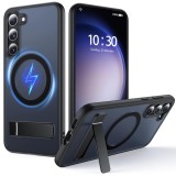 Husă Samsung Galaxy S23 cu suport tip dosar compatibil MagSafe, rezistentă la șocuri conform standardelor militare, din silicon cu bordură - Negru
