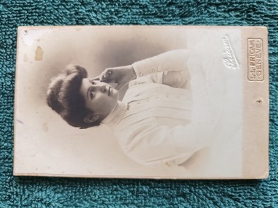 FOTOGRAFIE DE EPOCA anii 1900, atelier L.L.PRICAM -GENEVE - .Distinsa doamna foto