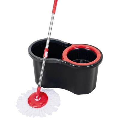 Set curatenie cu mop rotativ 360 si galeata, capacitate 16L, Negru Rosu foto