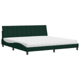 Cumpara ieftin Pat cu saltea, Hanko, verde inchis, 200x200 cm, catifea