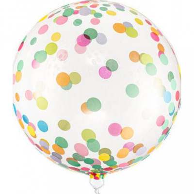 Balon transparent Bobo cu confetti multicolor 40cm foto