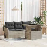 VidaXL Set de canapele pentru grădină 5 pcs Gri deschis Rattan poli