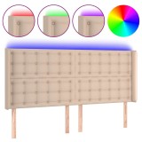 Cumpara ieftin Tablie de pat cu LED, cappuccino, 147x16x118/128 cm, piele eco