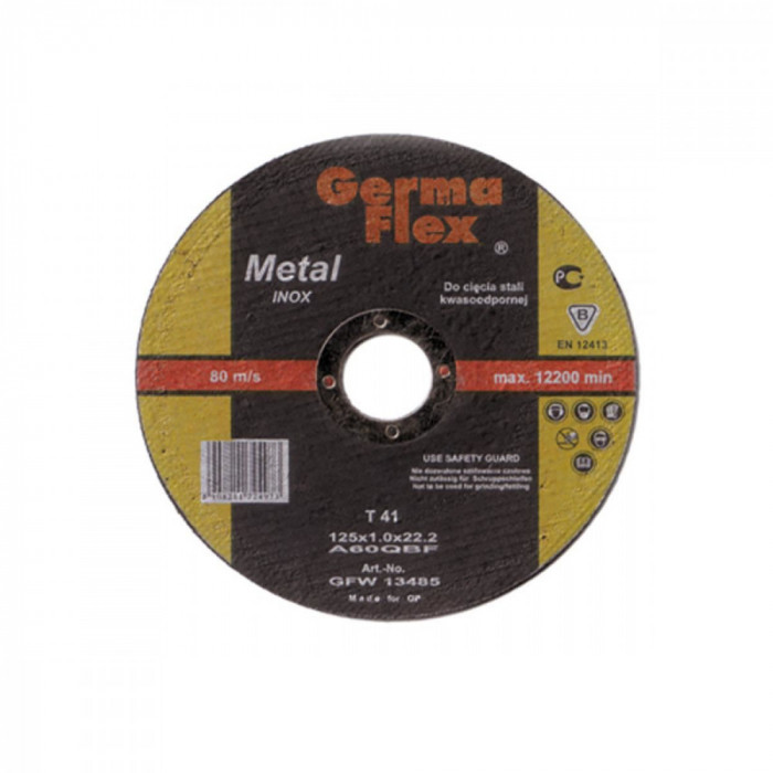 Set disc debitat inox, 10 bucati, cutie metalica,&nbsp;125x1 mm, Germa Flex