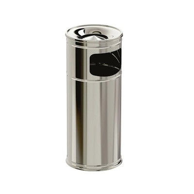 Cos de gunoi exterior din inox cu scrumiera, 20 x 59 cm foto