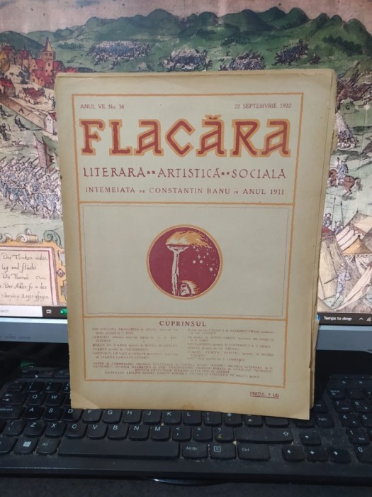 Flacăra Literară, Artistică, Socială, anul VII No. 38, 22 septembrie 1922, Perpessicius, Marius Bunescu, George Bacovia, N.N. Beldiceanu, 103