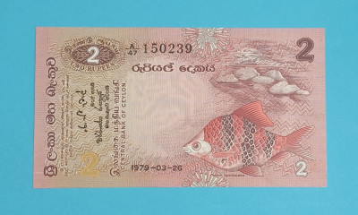 Sri Lanka 2 Rupees 1979 &amp;#039;Banca Ceylon&amp;#039; UNC serie: A/47 150239 foto