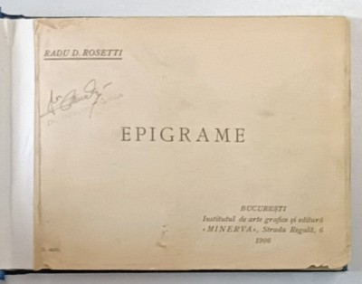 EPIGRAME de RADU D. ROSETTI, BUC. 1906 foto