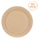 Farfurii Carton Kraft, 24 cm, Set 50 Bucăți, Compostabile, Bej