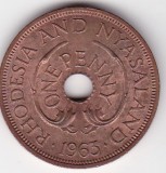 Moneda Rhodesia si Nyasaland 1 penny 1963 &ndash; Regina Elizabeth II