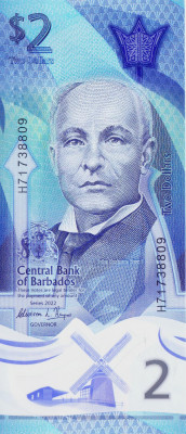 Bancnota Barbados 2 Dolari 2022 - PNew UNC ( polimer ) foto