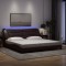 vidaXL Cadru de pat cu LED fără saltea, Hvar, maro &icirc;nchis, 200x200 cm, textil 3213728