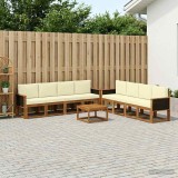 Cumpara ieftin Set de canapele de exterior 9 buc. 8-Locuri Natural si Crem