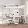 Cadru Pat Supraetajat vidaXL Alb 90x190 cm, Lemn Masiv Pin, Birou si Rafturi, fara Saltea