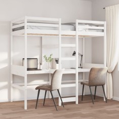 vidaXL Cadru pat supraetajat fără saltea alb 90x190 cm lemn masiv pin 3308548 foto