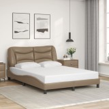 VidaXL Cadru de pat cu tăblie, cappuccino, 140x190 cm, piele ecologică 3207999