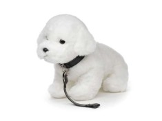 Caine de plush Bichon Maltez de jucarie cu lesa 25cm