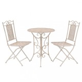 Set mobilier de bistro, 3 piese, alb, otel GartenMobel Dekor, vidaXL